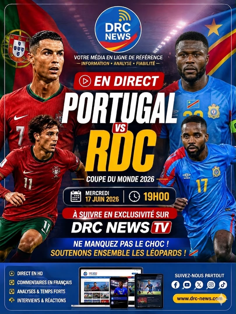Portugal – RDC : Suivez le grand choc en direct sur DRC News TV dès 18h55 !
